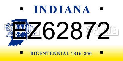 EZ62872 Indiana License Plate
