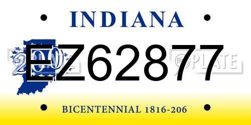 EZ62877 Indiana License Plate