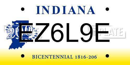 EZ6L9E Indiana License Plate