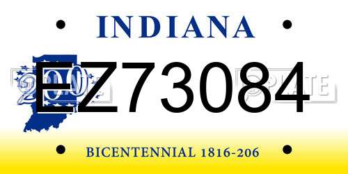 EZ73084 Indiana License Plate