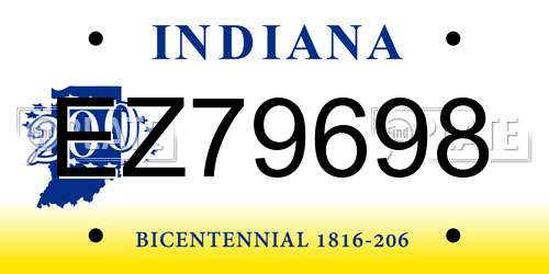 EZ79698 Indiana License Plate