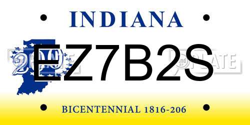 EZ7B2S Indiana License Plate