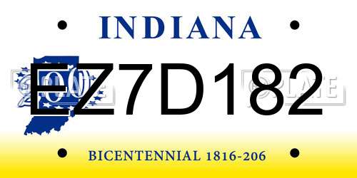 EZ7D182 Indiana License Plate