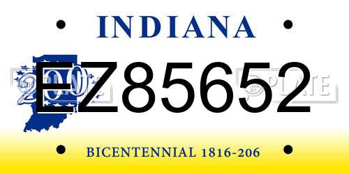 EZ85652 Indiana License Plate