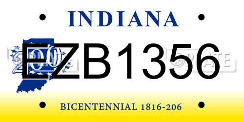 EZB1356 Indiana License Plate