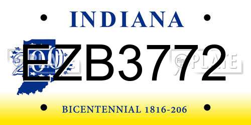 EZB3772 Indiana License Plate