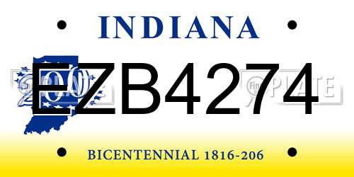 EZB4274 Indiana License Plate