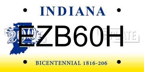 EZB60H Indiana License Plate
