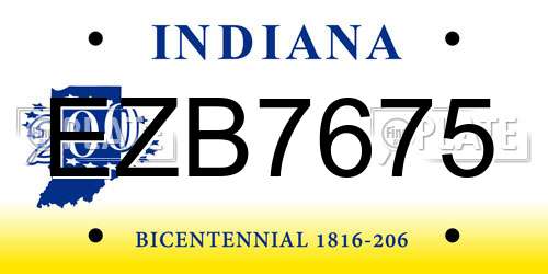 EZB7675 Indiana License Plate