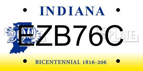 EZB76C Indiana License Plate