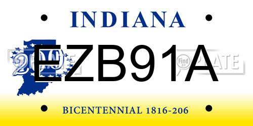 EZB91A Indiana License Plate
