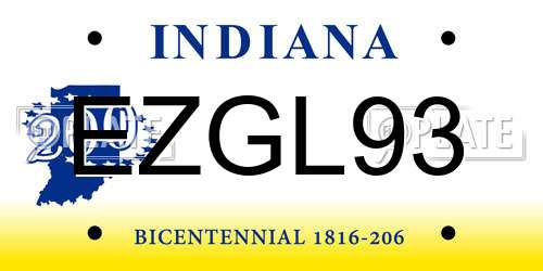 EZGL93 Indiana License Plate