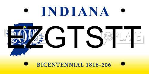 EZGTSTT Indiana License Plate