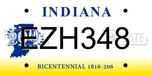 EZH348 Indiana License Plate