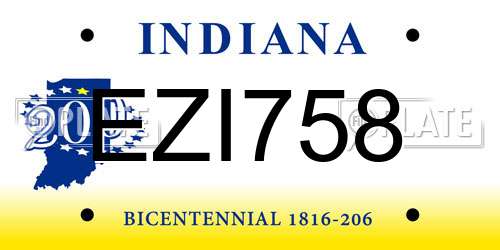 EZI758 Indiana License Plate