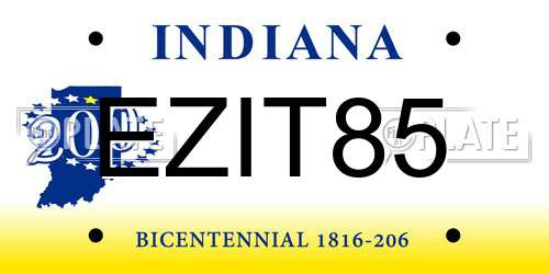 EZIT85 Indiana License Plate