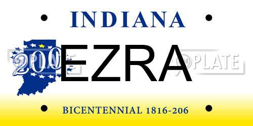 EZRA Indiana License Plate