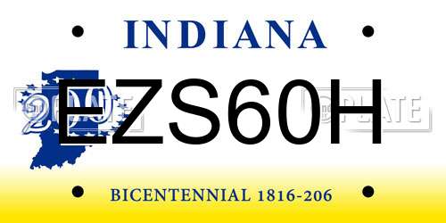 EZS60H Indiana License Plate