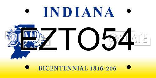 EZTO54 Indiana License Plate