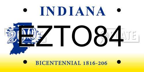 EZTO84 Indiana License Plate
