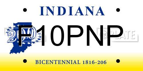 F10PNP Indiana License Plate