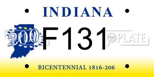 F131 Indiana License Plate