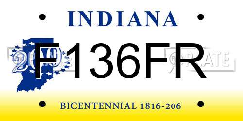 F136FR Indiana License Plate