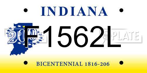 F1562L Indiana License Plate