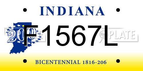 F1567L Indiana License Plate