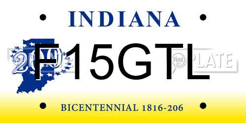 F15GTL Indiana License Plate