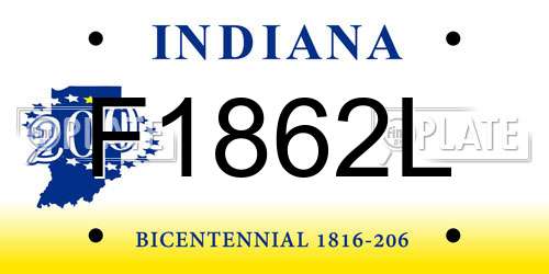 F1862L Indiana License Plate