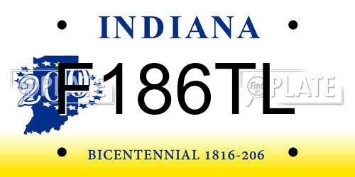 F186TL Indiana License Plate