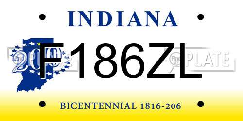 F186ZL Indiana License Plate