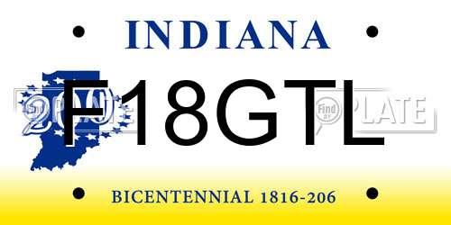 F18GTL Indiana License Plate
