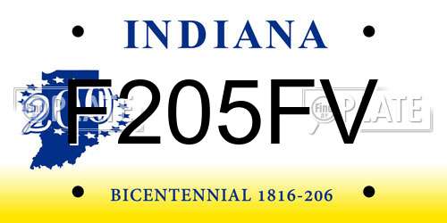 F205FV Indiana License Plate