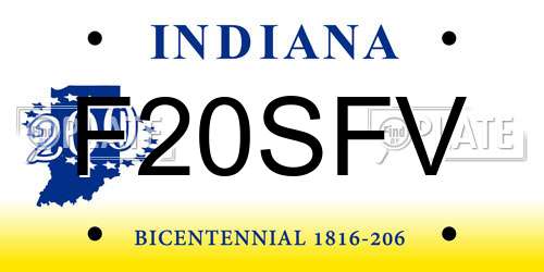 F20SFV Indiana License Plate