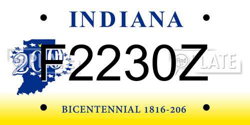 F2230Z Indiana License Plate