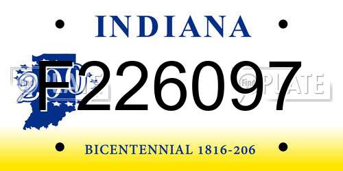 F226097 Indiana License Plate