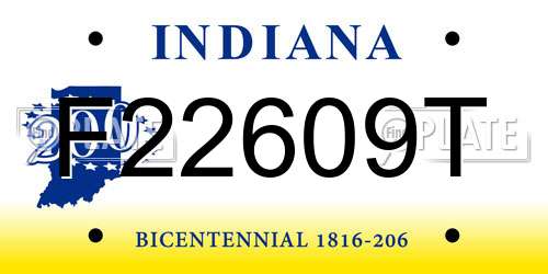 F22609T Indiana License Plate