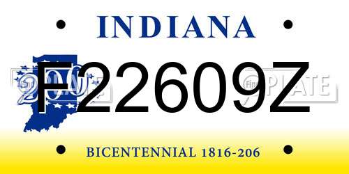F22609Z Indiana License Plate