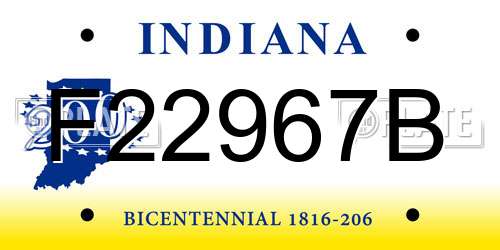 F22967B Indiana License Plate