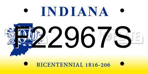 F22967S Indiana License Plate