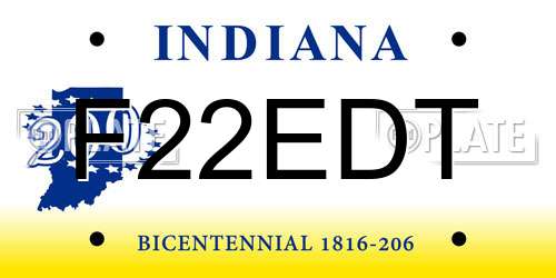 F22EDT Indiana License Plate
