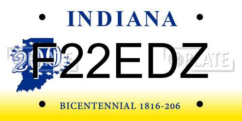 F22EDZ Indiana License Plate