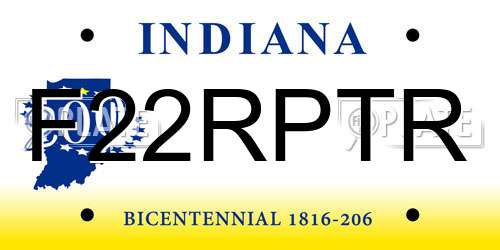 F22RPTR Indiana License Plate