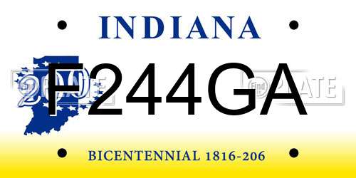 F244GA Indiana License Plate