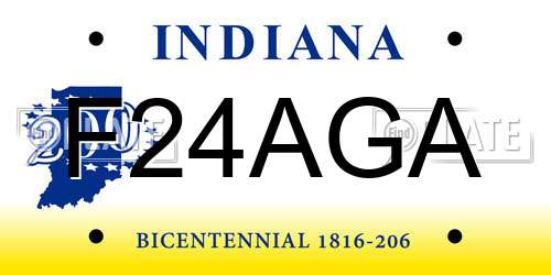 F24AGA Indiana License Plate