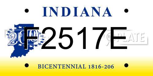 F2517E Indiana License Plate