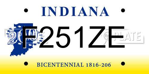 F251ZE Indiana License Plate