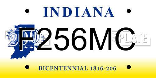 F256MC Indiana License Plate